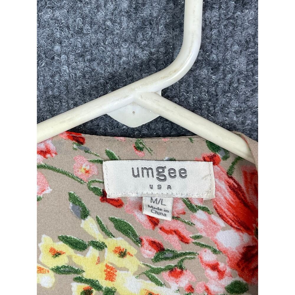 Umgee Tan Floral Lace Trimmed Kimono/ M/L Multi Colors - Picture 4 of 9